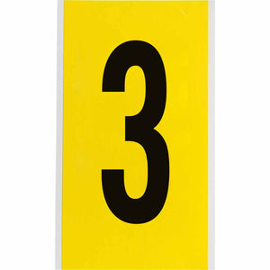 Repositionable Vinyl 6 in Black on Yellow, Numbers 3 Card