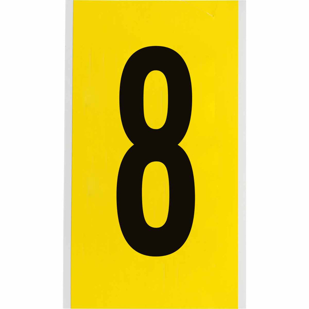 Repositionable Vinyl 6 in Black on Yellow, Numbers 8 Card