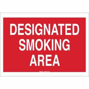 Designated Smoking Area Sign, 7" H x 10" W x 0.006" D, Polyester