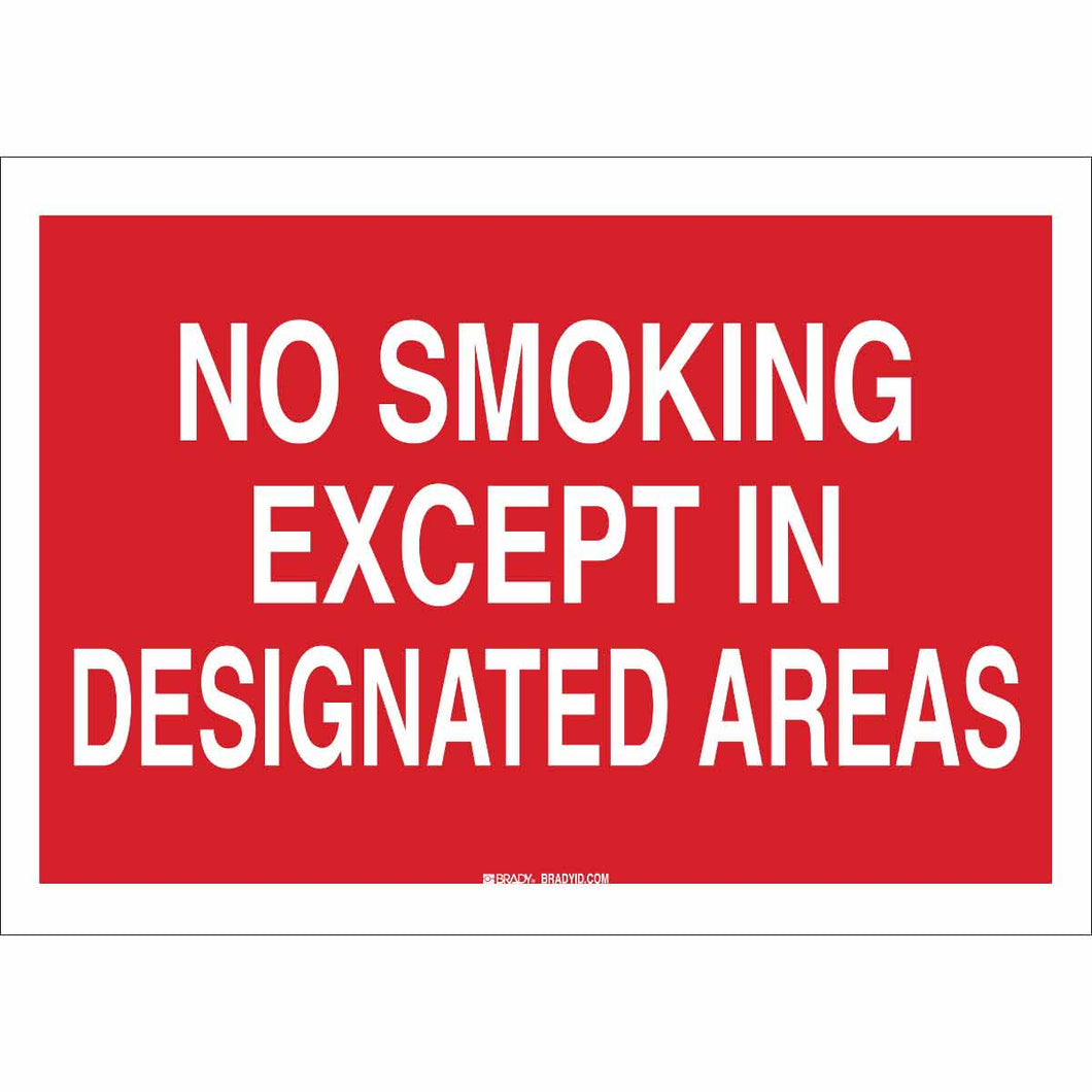 No Smoking Except In Designated Areas Sign, 7