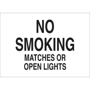 No Smoking Matches Or Open Lights Sign, 3.5" H x 10" W x 0.006" D, Polyester