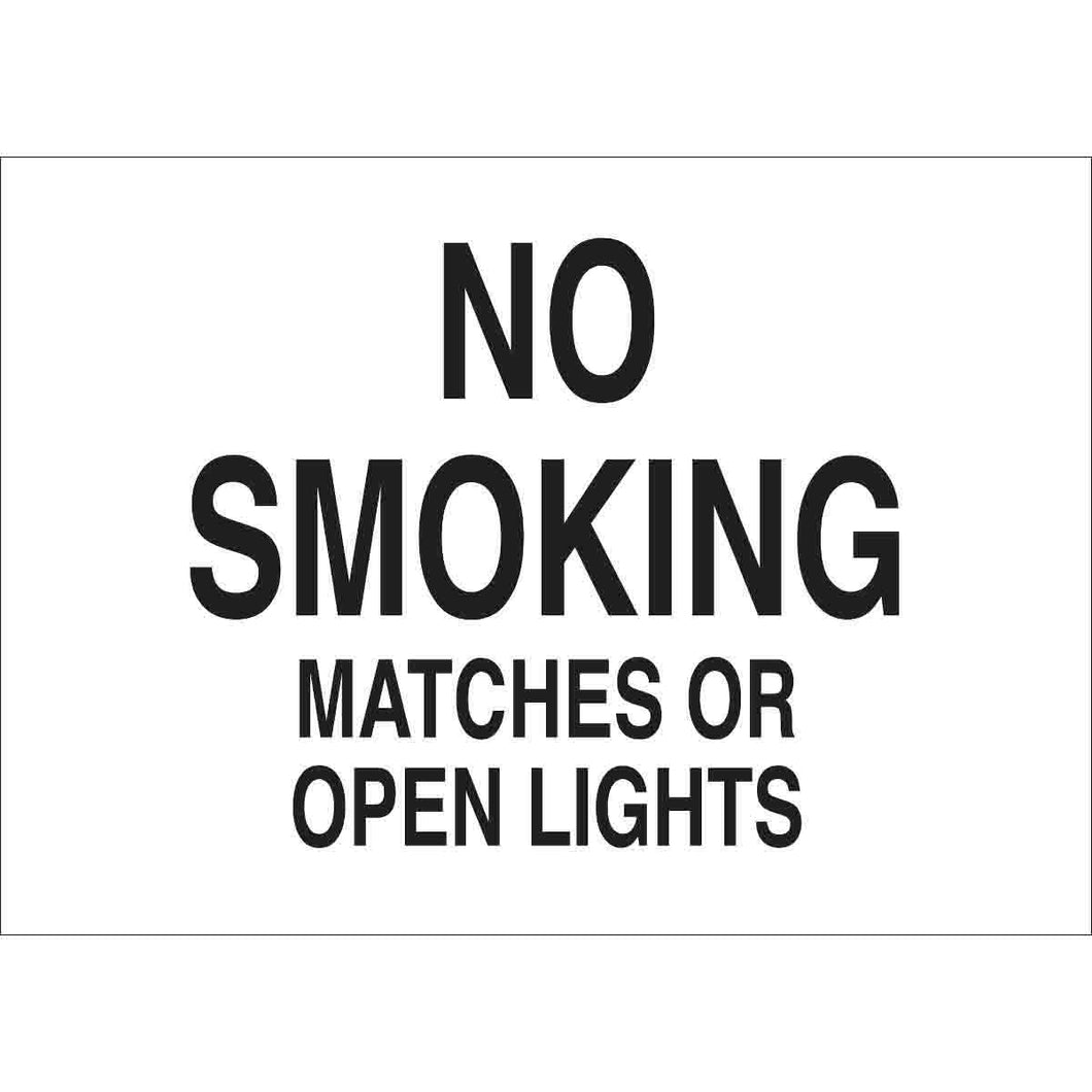 No Smoking Matches Or Open Lights Sign, 3.5