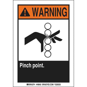 Pinch Point Sign, 10" H x 7" W x 0.006" D, Polyester