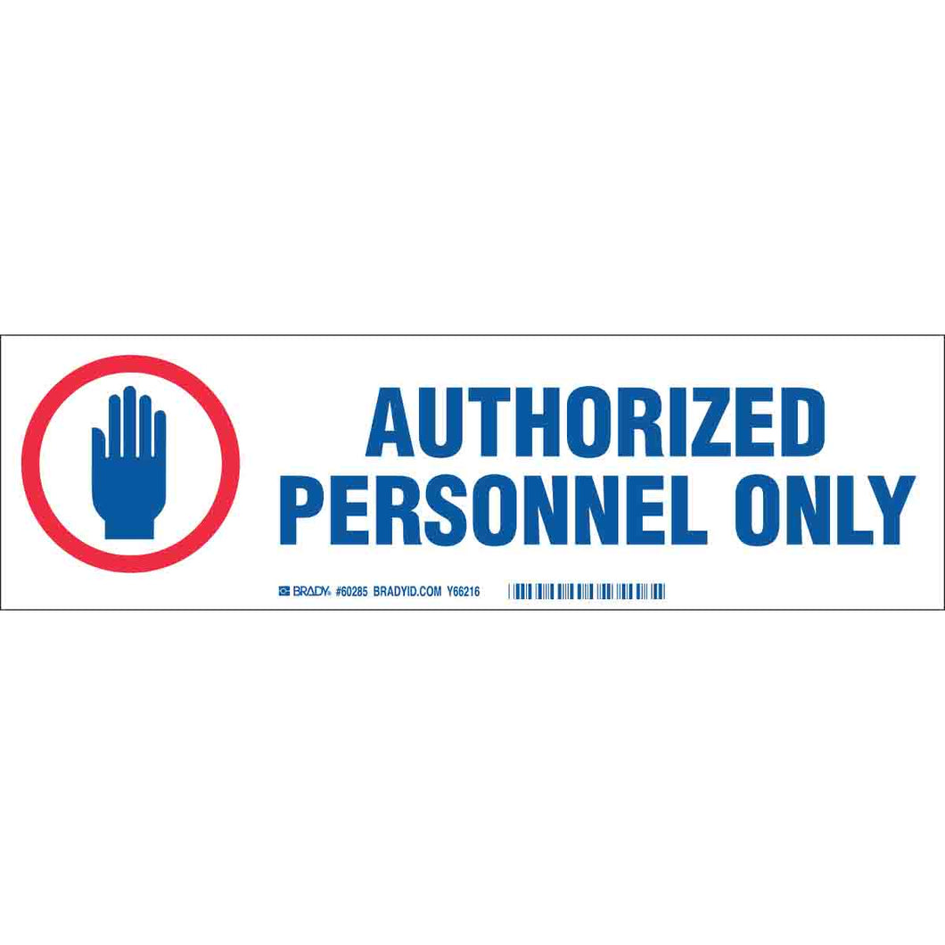 AUTHORIZED PERSONNEL ONLY Label, Blue/Red on White, 3.5