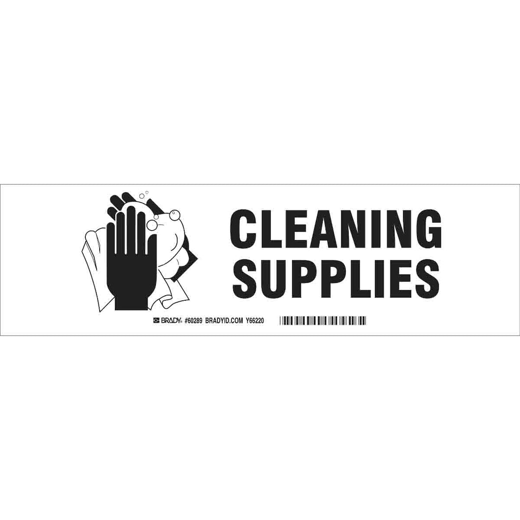 CLEANING SUPPLIES Label, Black on White, 3.5