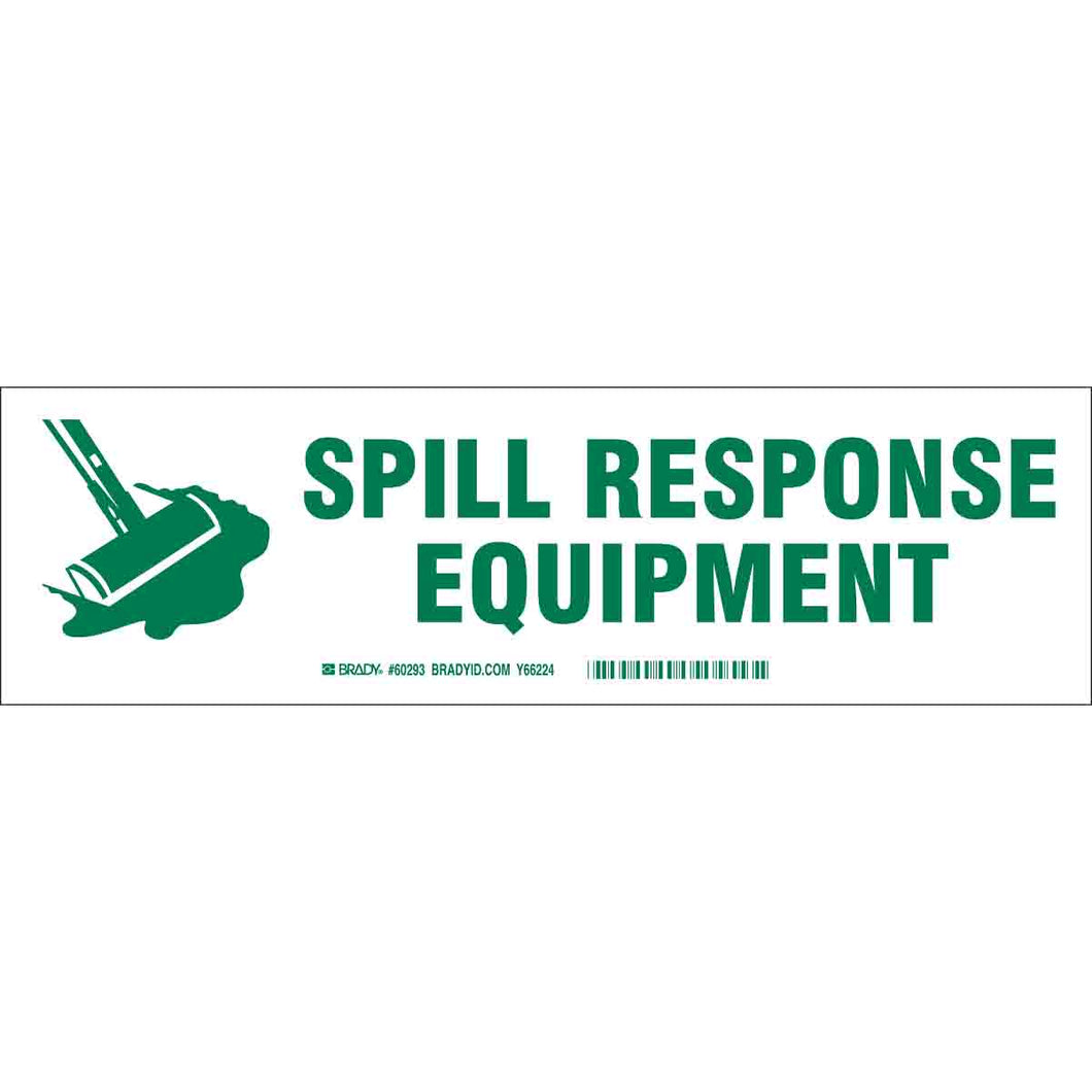 SPILL RESPONSE EQUIPMENT Label, Green on White, 3.5