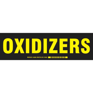 OXIDIZERS Label, Yellow on Black, 3.5" H x 12" W x 0.006" D