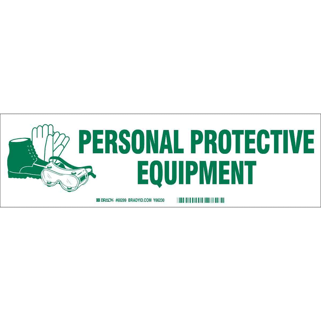 PERSONAL PROTECTIVE EQUIPMENT Label, Green on White, 3.5