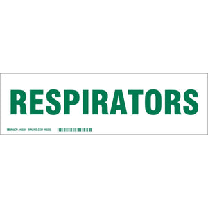 RESPIRATORS Label, Green on White, 3.5" H x 12" W x 0.006" D