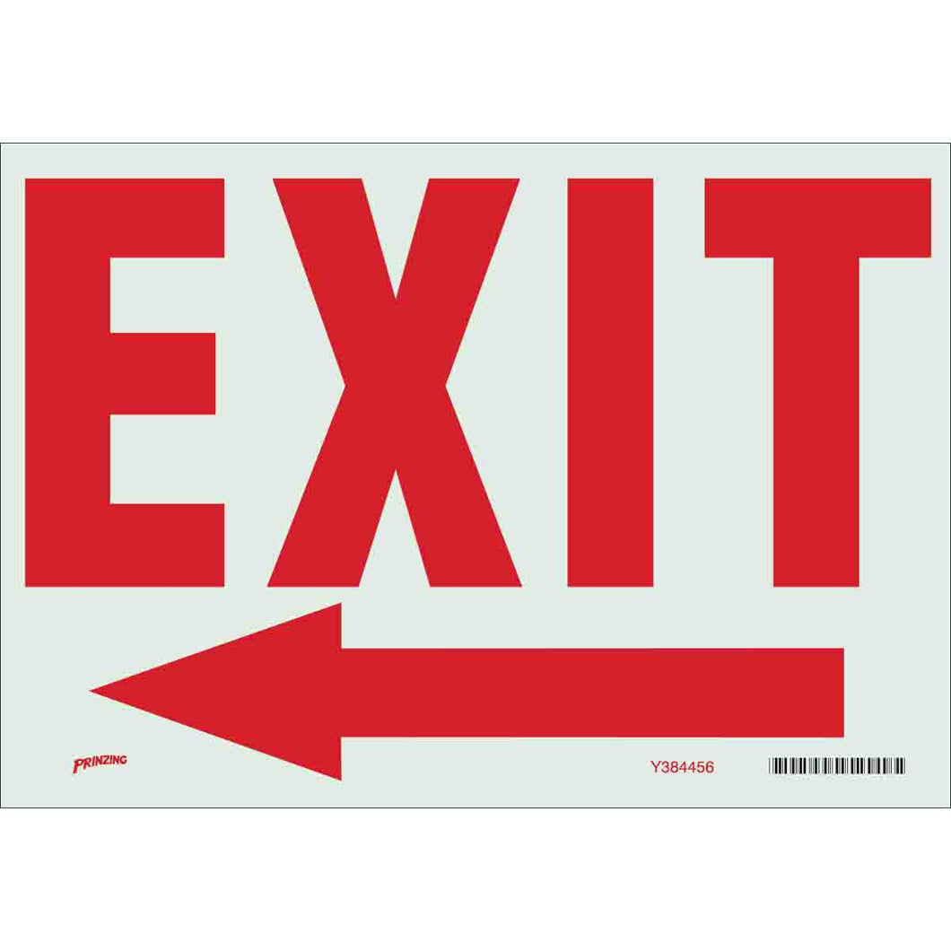 BradyGlo Exit With Left Arrow Sign, 7