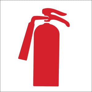 Fire Extinguisher Sign, 7" H x 7" W x 0.006" D, Red on White, Polyester