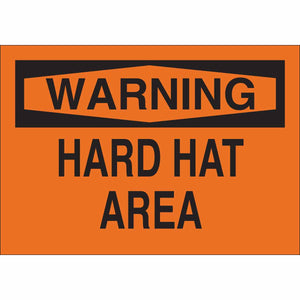 WARNING Hard Hat Area Sign, 7" H x 10" W x 0.006" D, Polyester