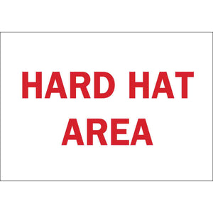 Hard Hat Area Sign, 7" H x 10" W x 0.006" D, Polyester