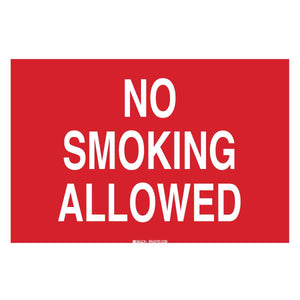 No Smoking Allowed Sign, 7" H x 10" W x 0.006" D, Polyester
