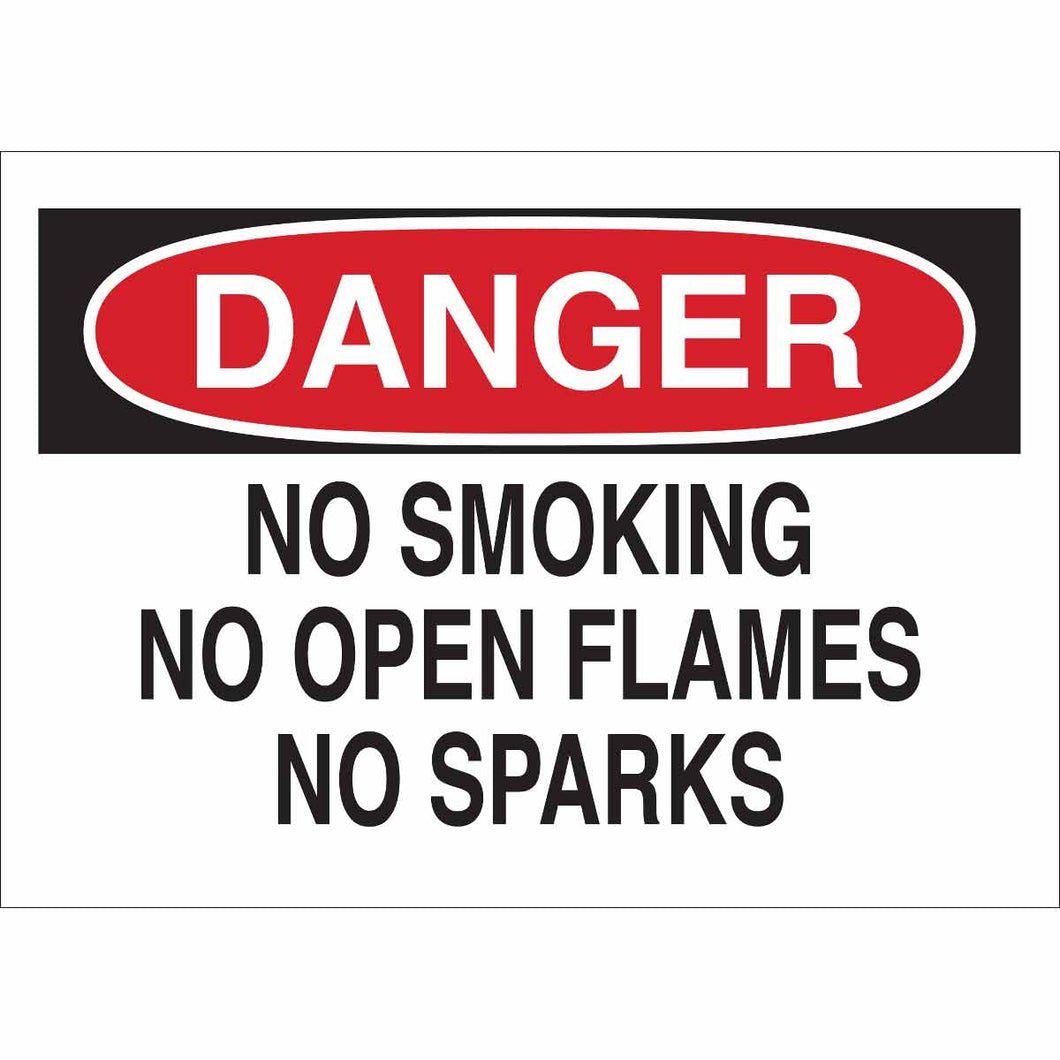 DANGER No Smoking No Open Flames No Sparks Sign, 7