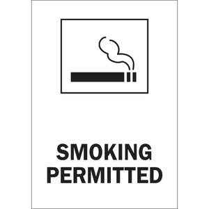 Smoking Permitted Sign, 10" H x 7" W x 0.006" D, Polyester