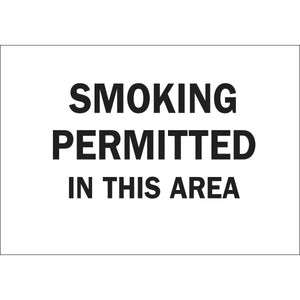 Smoking Permitted In This Area Sign, 7" H x 10" W x 0.006" D, Polyester