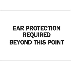 Ear Protection Required Beyond This Point Sign, 7" H x 10" W x 0.006" D, Polyester