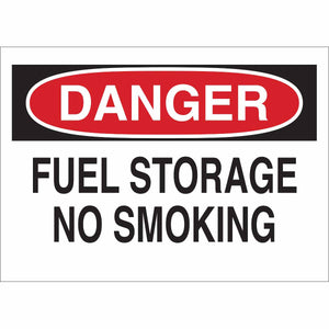 DANGER Fuel Storage No Smoking Sign, 7" H x 10" W x 0.006" D, Polyester