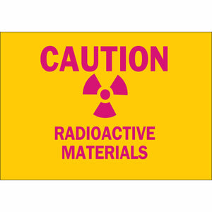 CAUTION Radioactive Materials Sign, 7" H x 10" W x 0.006" D, Polyester
