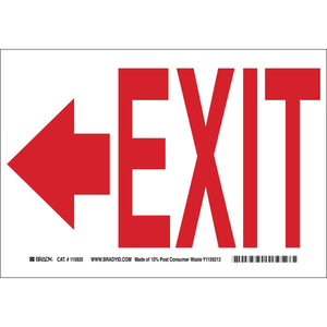 Exit Sign, 10" H x 14" W x 0.004" D, Arrow Direction: Left