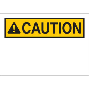 Blank CAUTION Sign, 7" H x 10" W x 0.006" D, Black/Yellow on White, Polyester