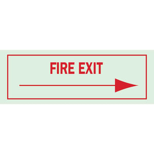 Fire Exit Sign, 5" H x 14" W x 0.008" D, Arrow Direction: Right
