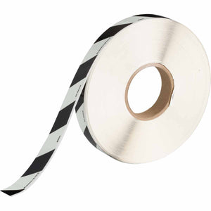 BradyGlo™ NYC Egress Marking Tape Roll - Glow-In-The-Dark Self Sticking Polyester, Diagonal Stripes, Black on Glow, 1" x  250'