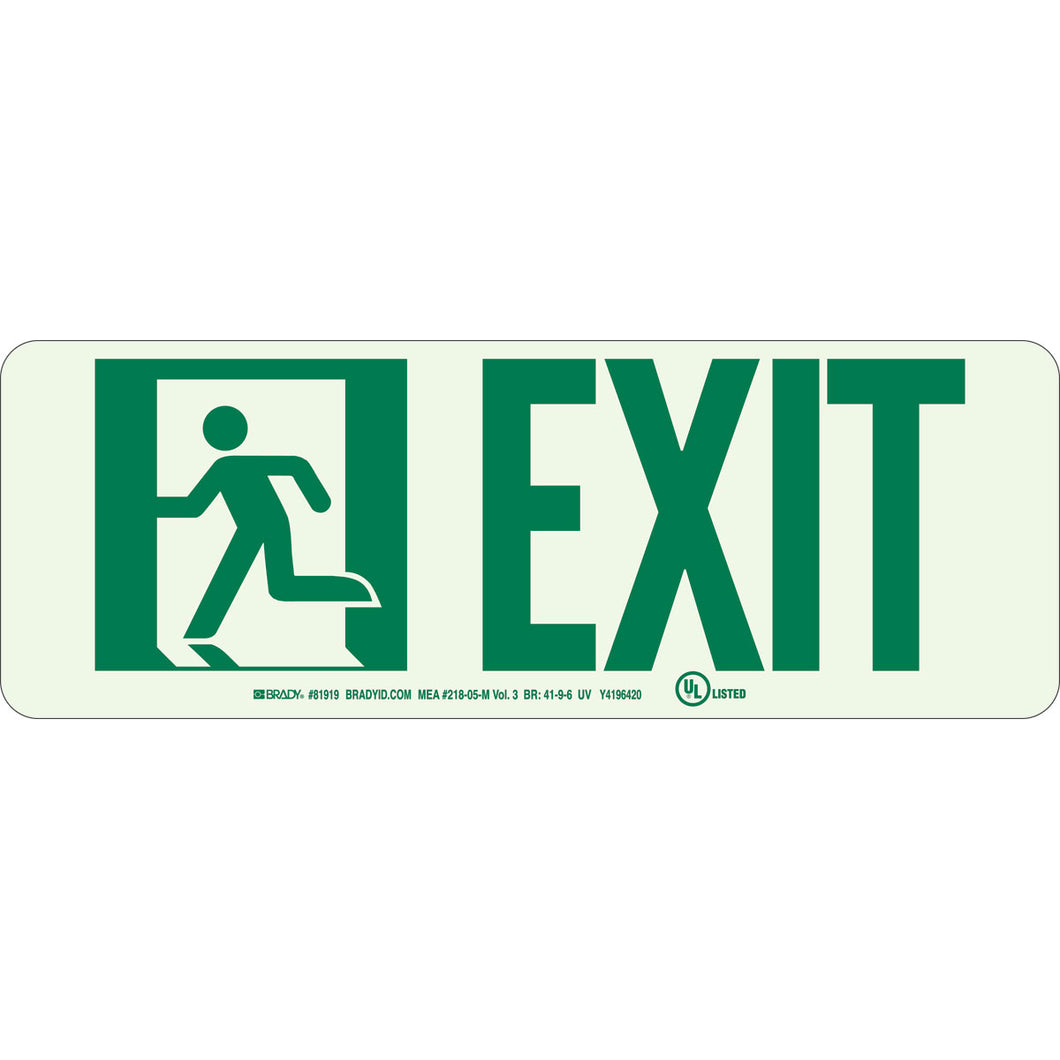BradyGlo Exit With Running Man Left Sign, 5