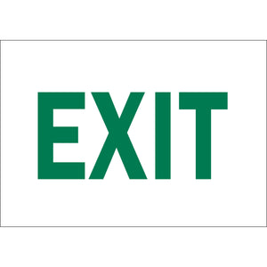 Exit Sign, 7" H x 10" W x 0.006" D, Green on White