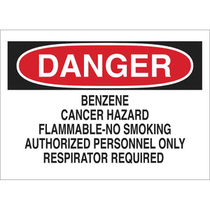 DANGER No Smoking Authorized Personnel Only Respirator Required Sign, 7" H x 10" W x 0.006" D, Polyester