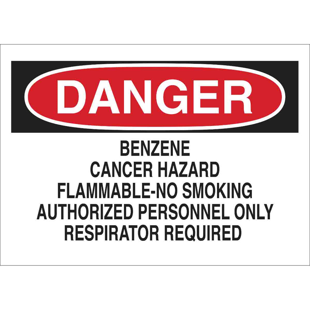 DANGER No Smoking Authorized Personnel Only Respirator Required Sign, 7