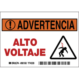 ADVERTENCIA Alto Voltaje, 3.5" H x 5" W x 0.006" D, Polyester