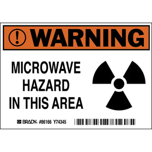 MICROWAVE HAZARD IN THIS AREA, 3.5" H x 5" W x 0.006" D, Pack of 5 Labels