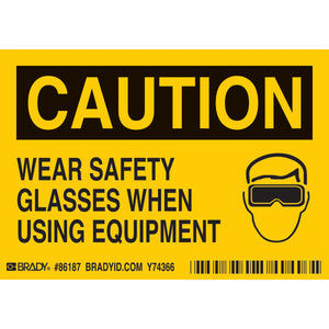 WEAR SAFETY GL, 3.5" H x 5" W x 0.006" D, Pack of 5 Labels
