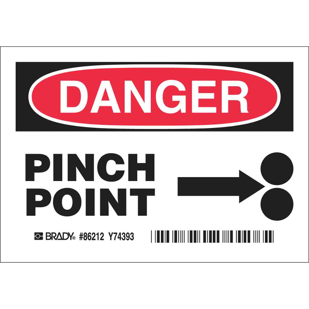 DANGER Pinch Point (5/Package) Sign, 3.5