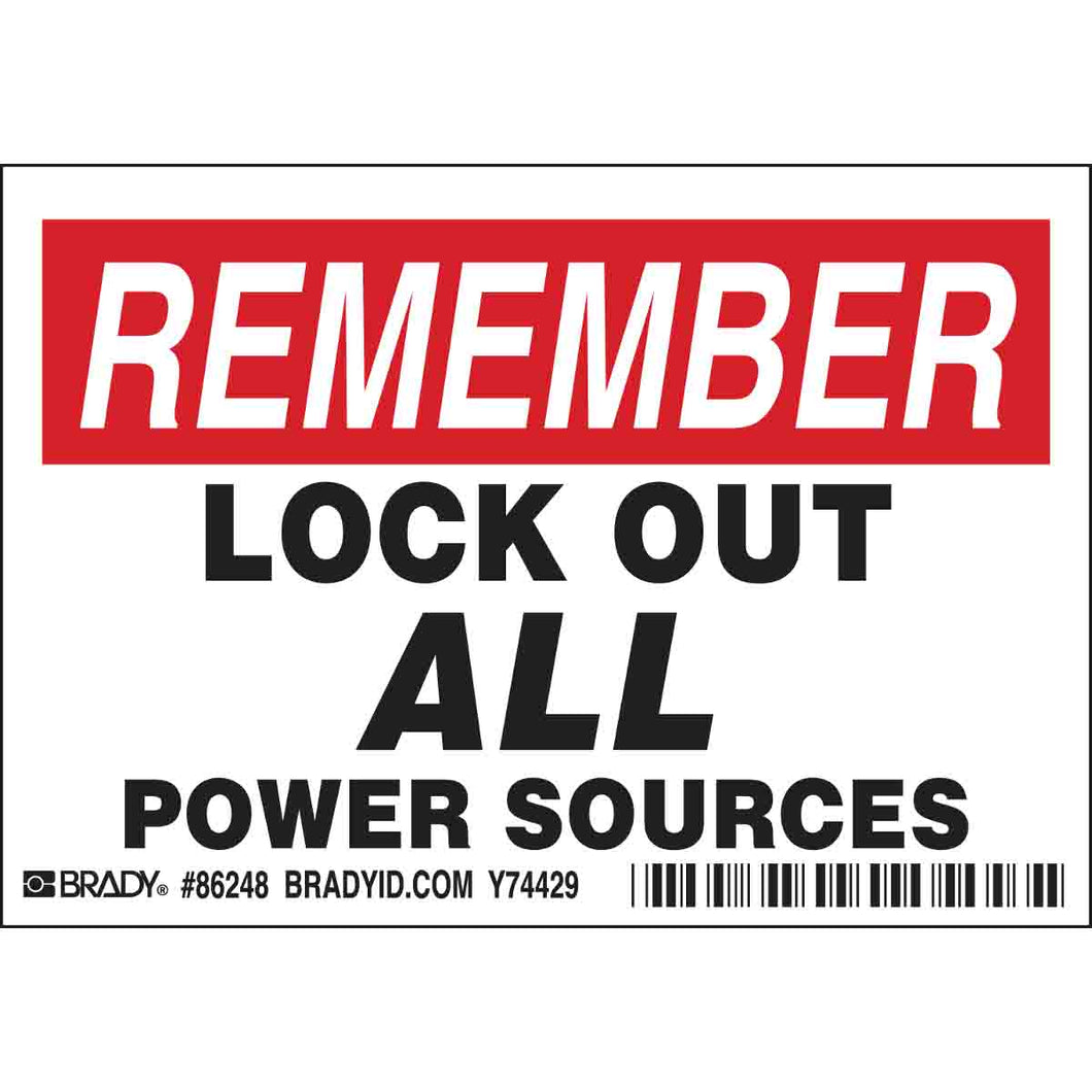 REMEMBER LOCK OUT ALL POWER SOURCES Labels, 3.5