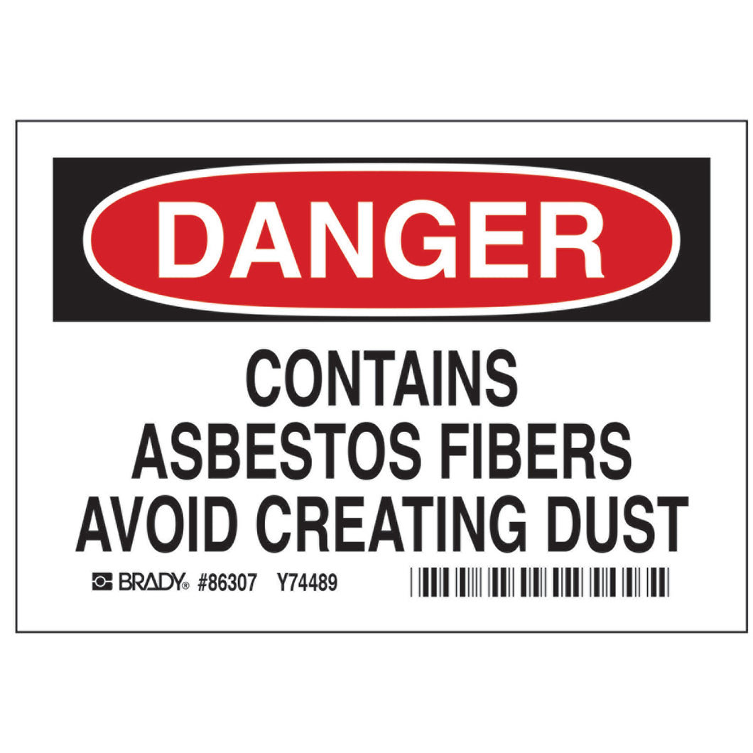CONTAINS ASBESTOS FIBERS AVOID CREATING DUST, Pack of 5 Labels, Polyester