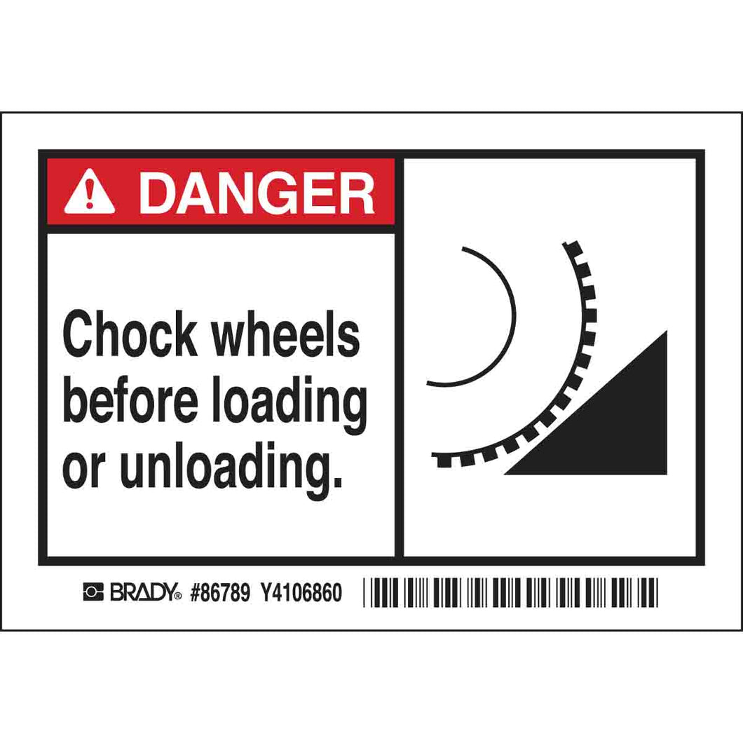 DANGER Chock wheels before loading or unloading. Labels, 3.5