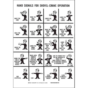 Hand Signals For Shovel-Crane Operation Sign, 10" H x 7" W x 0.006" D, Polyester