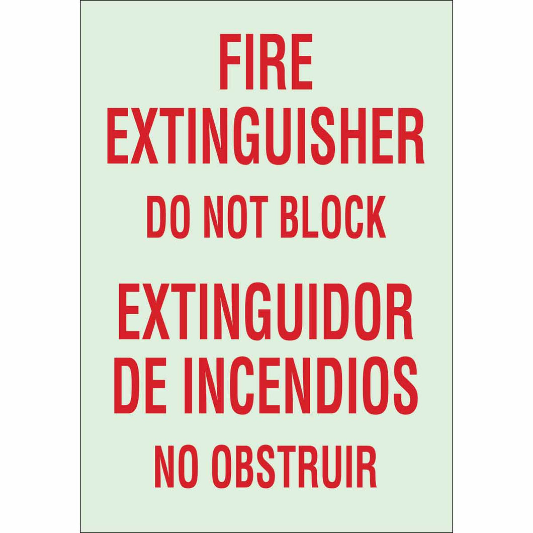 Fire Extinguisher Do Not Block/Extinguidor De Incendios No Obstruir Sign, 10