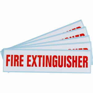 Fire Extinguisher Label, 2.25" H x 9" W, Red on White, Vinyl
