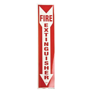 BradyGlo Fire Extinguisher Sign, 18" H x 4" W x 0.008" D, Red on Glow, Polyester